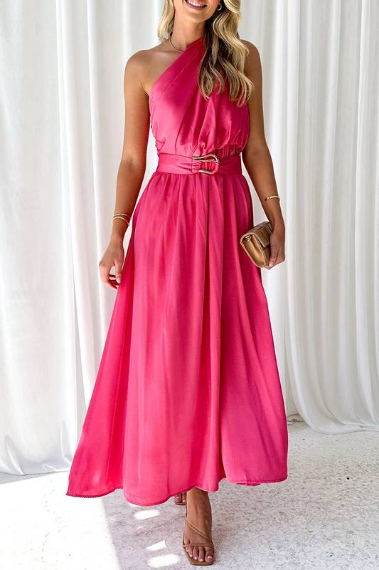 Backless Oblique Collar Waist Skirt Dresses