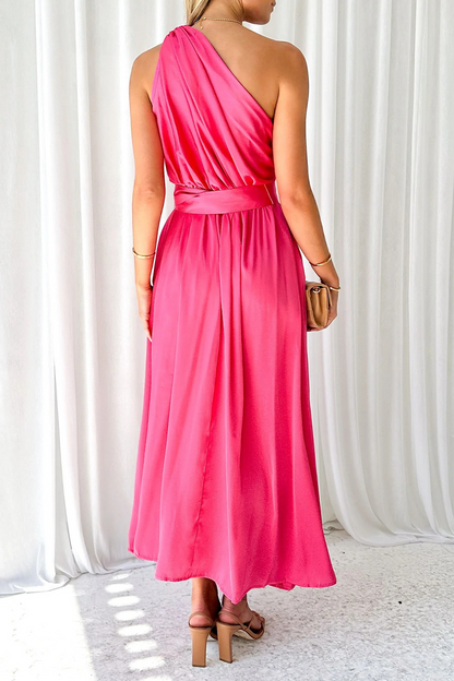 Backless Oblique Collar Waist Skirt Dresses