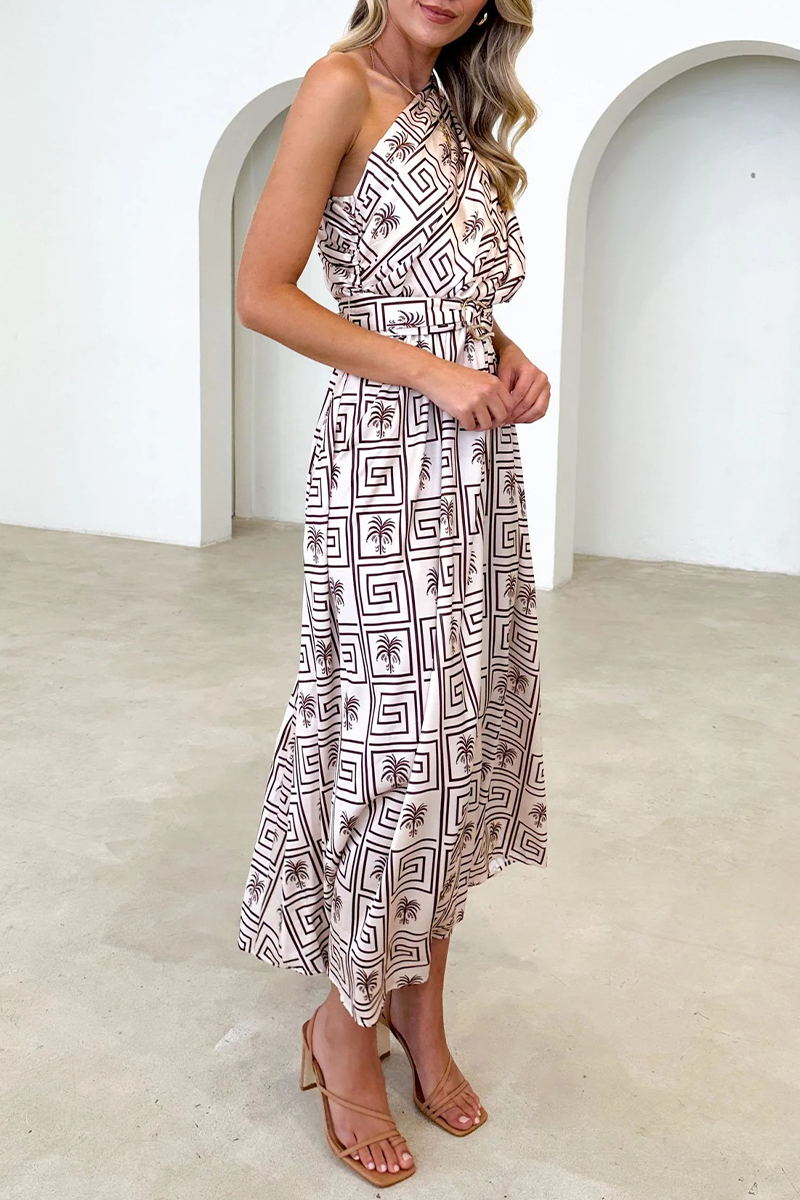Backless Oblique Collar Waist Skirt Dresses