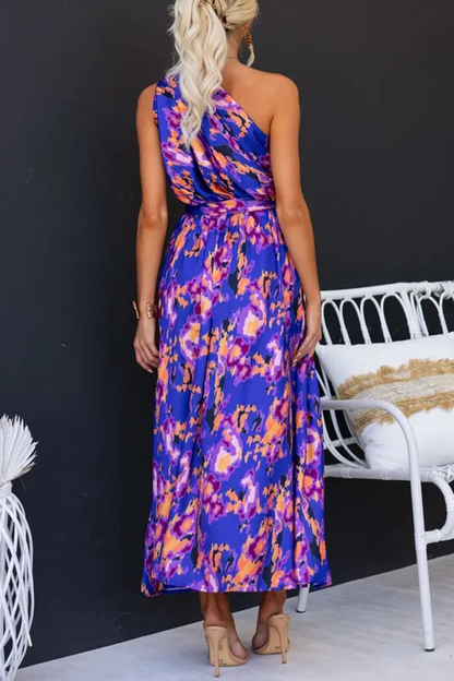 Backless Oblique Collar Waist Skirt Dresses