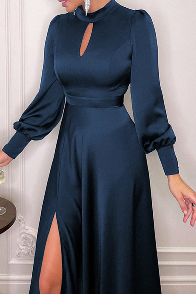 Hollowed Out Turtleneck Waist Skirt Dresses