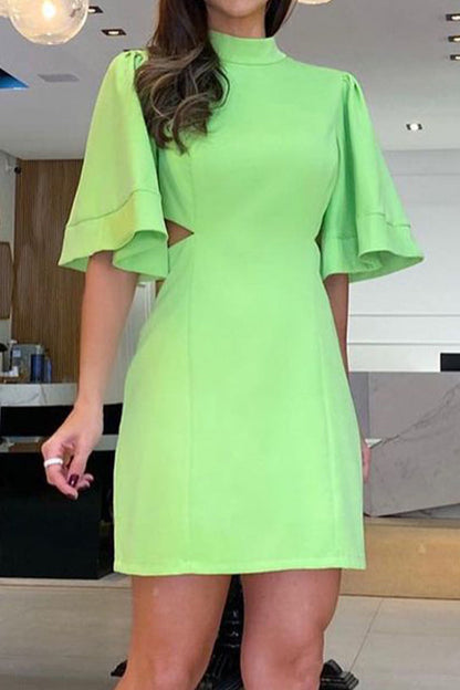 Simplicity Backless O Neck Wrapped Skirt Dresses(7 Colors)