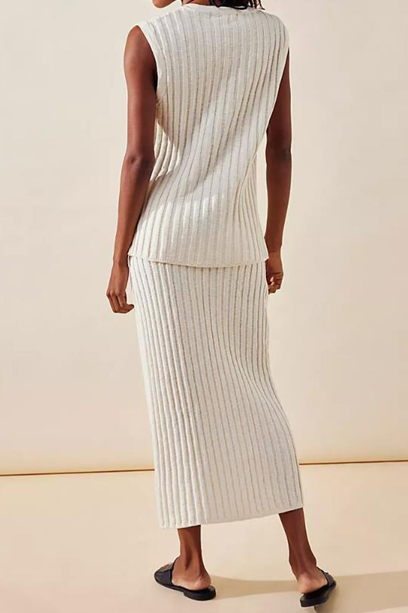 Simplicity Draw String V Neck Sleeveless Two Pieces