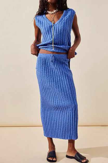 Simplicity Draw String V Neck Sleeveless Two Pieces