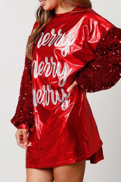 Party Sequins O Neck One Step Skirt Dresses