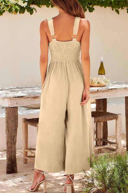 Simplicity Pocket Backless V Neck Loose Jumpsuits(13 Colors)