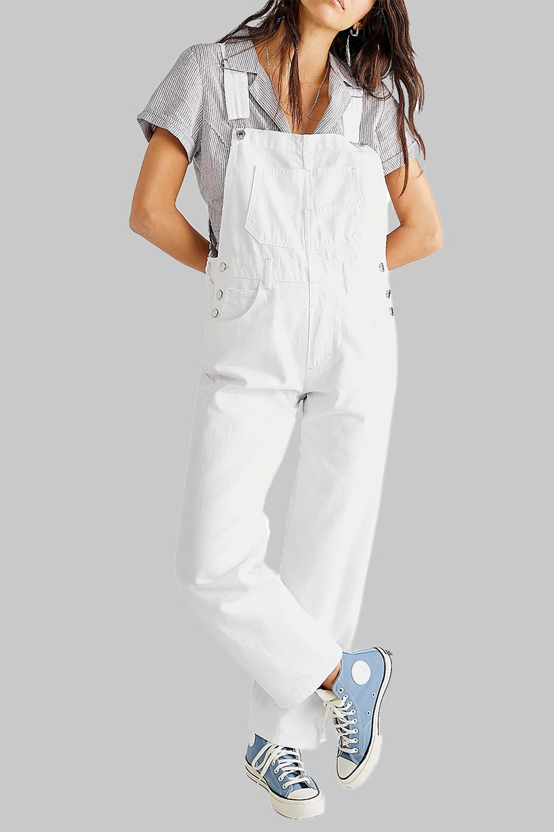 Pocket Square Collar Loose Jumpsuits