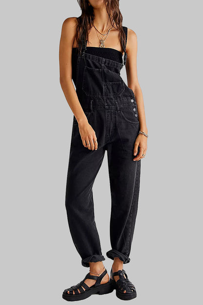 Pocket Square Collar Loose Jumpsuits