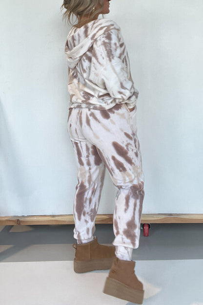 Gradual Change Draw String Pocket Hooded Collar Long Sleeve Two Pieces
