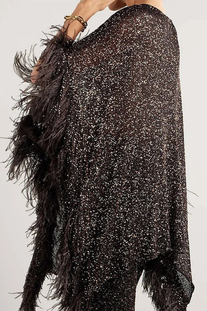 Celebrities Sequins Sequined O Neck Long Sleeve Two Pieces