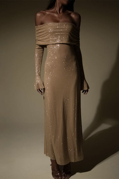 Hollowed Out Off the Shoulder One Step Skirt Dresses
