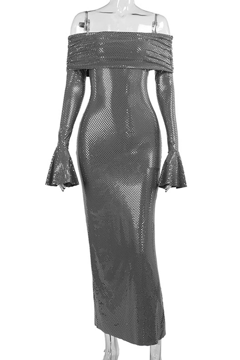 Hollowed Out Off the Shoulder One Step Skirt Dresses
