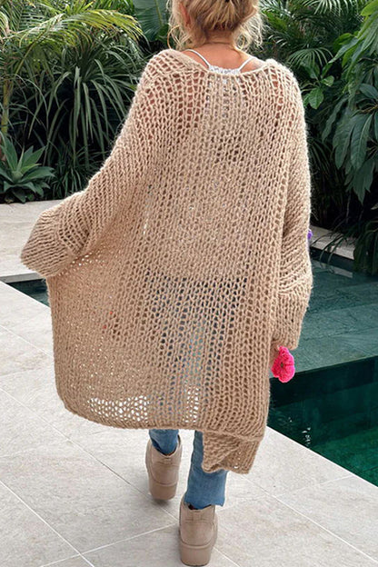 Appliques Weave Cardigan Collar Outerwear