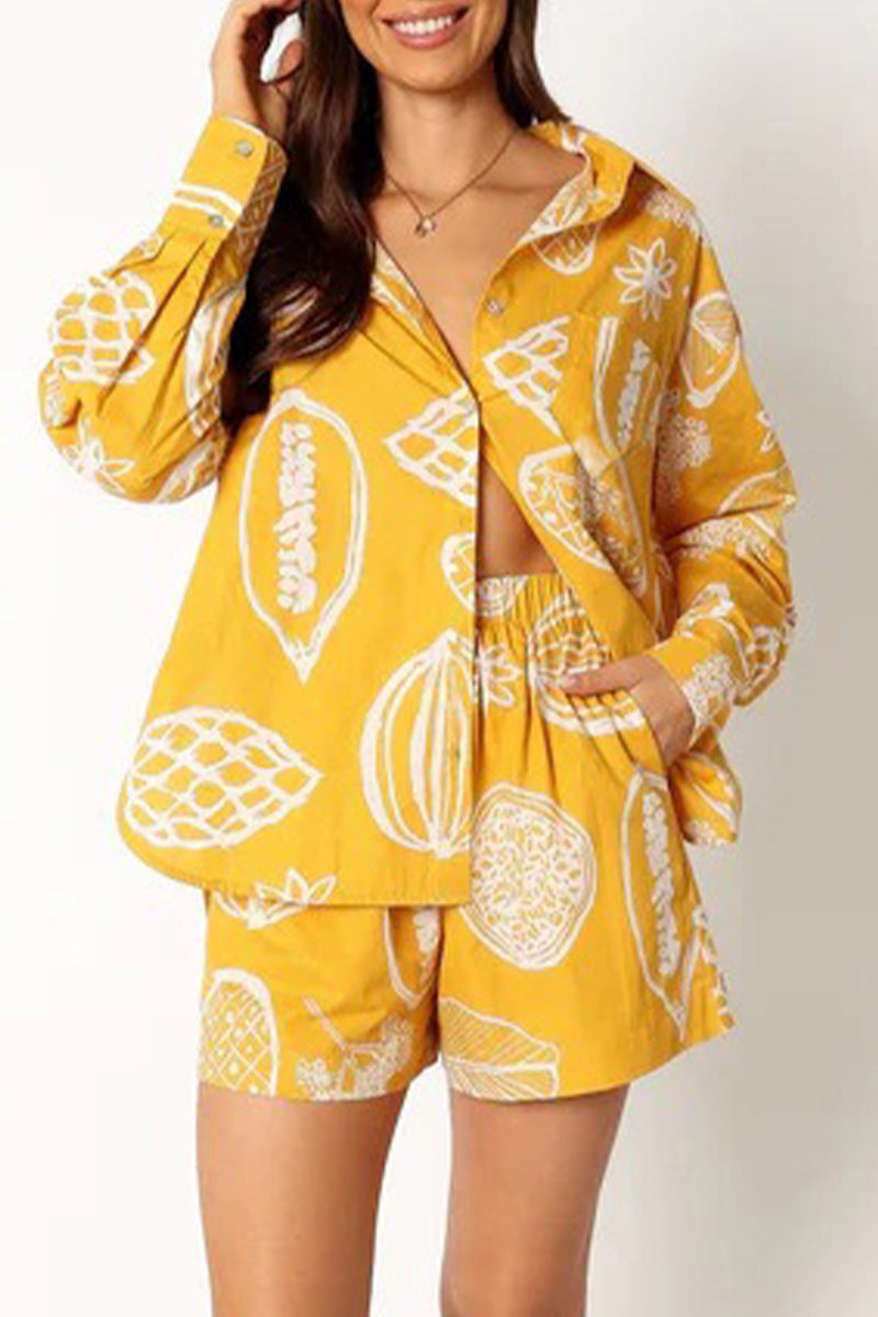 Patchwork Turndown Collar Long Sleeve Two Pieces