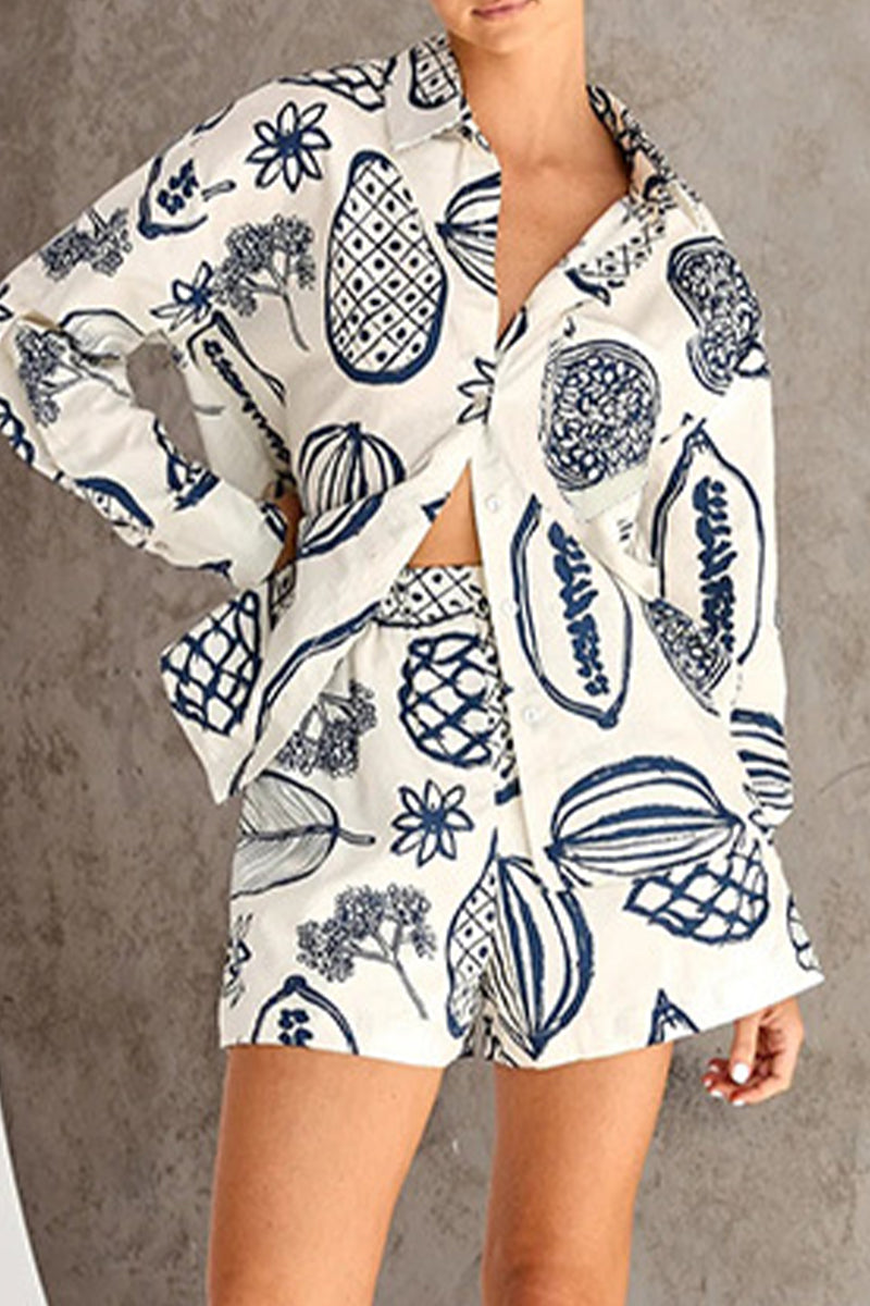 Patchwork Turndown Collar Long Sleeve Two Pieces