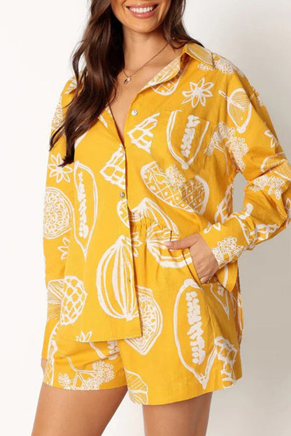 Patchwork Turndown Collar Long Sleeve Two Pieces