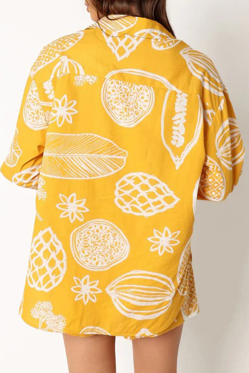 Patchwork Turndown Collar Long Sleeve Two Pieces