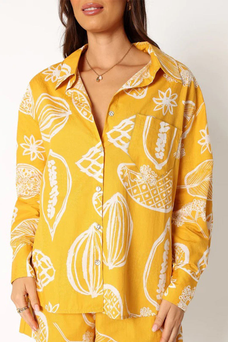 Patchwork Turndown Collar Long Sleeve Two Pieces