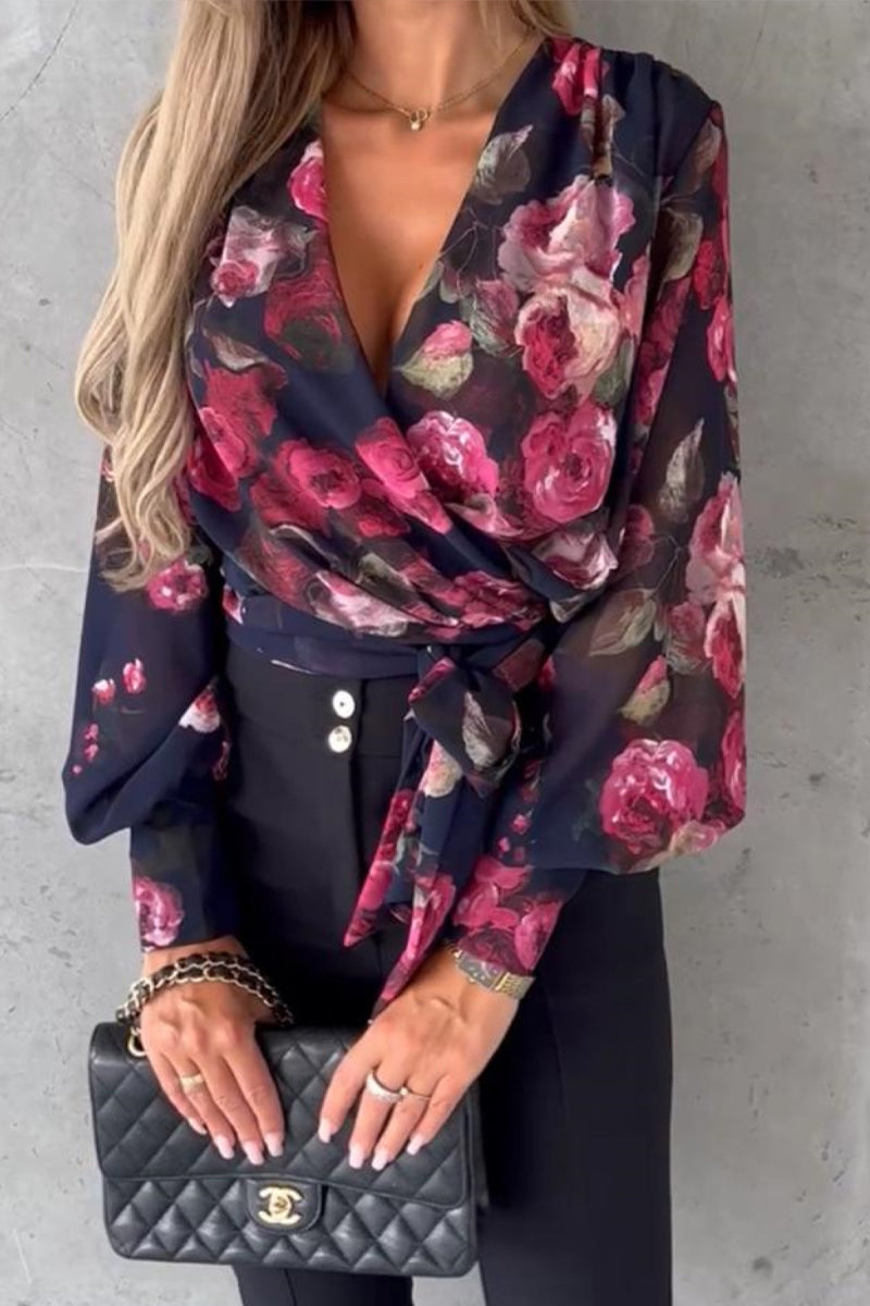 Bandage V Neck Blouses(3 Colors)