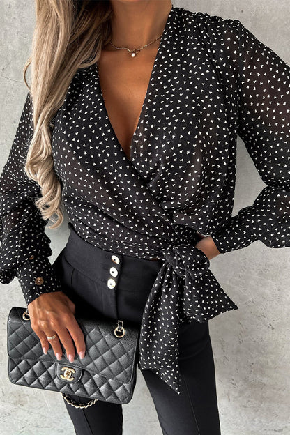Bandage V Neck Blouses(3 Colors)