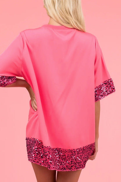 Embroidered Sequins O Neck T-shirts
