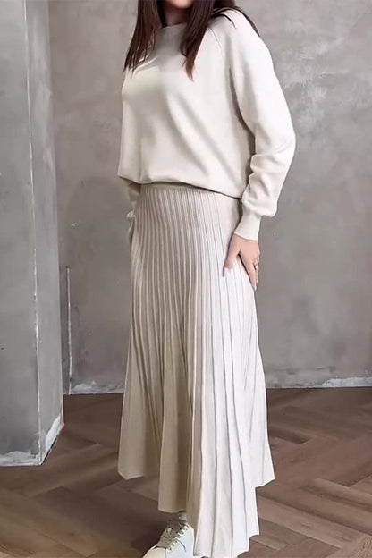 Fold O Neck Long Sleeve Two Pieces