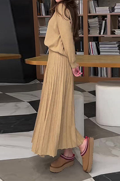Fold O Neck Long Sleeve Two Pieces