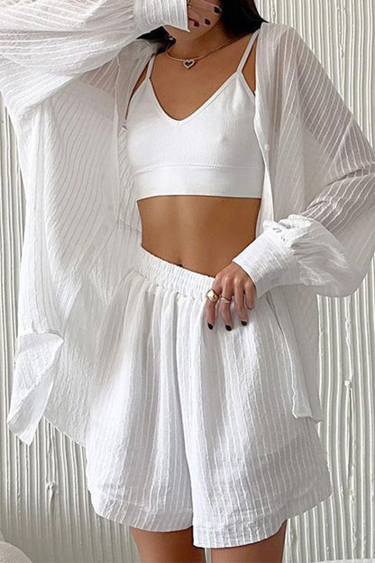 Simplicity Buttons Turndown Collar Long Sleeve Two Pieces