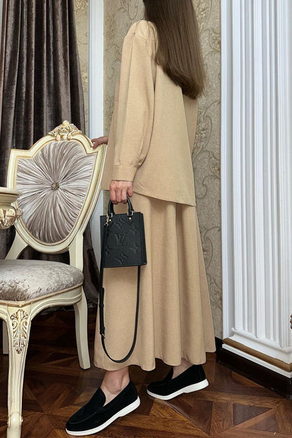 Sweet Buttons Turndown Collar Long Sleeve Two Pieces