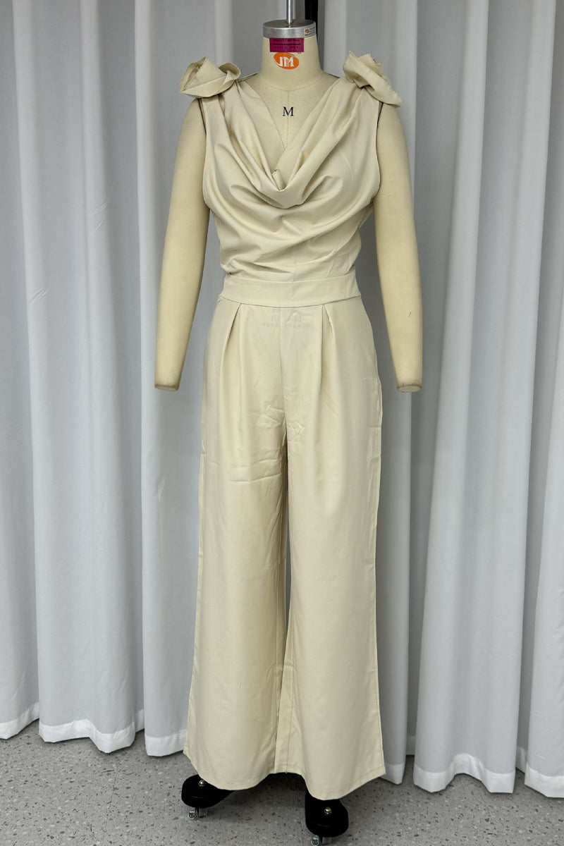 Asymmetrical Scarf Collar Jumpsuits