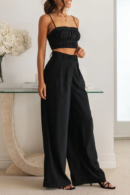 Pocket Fold Strapless Sleeveless Two Pieces