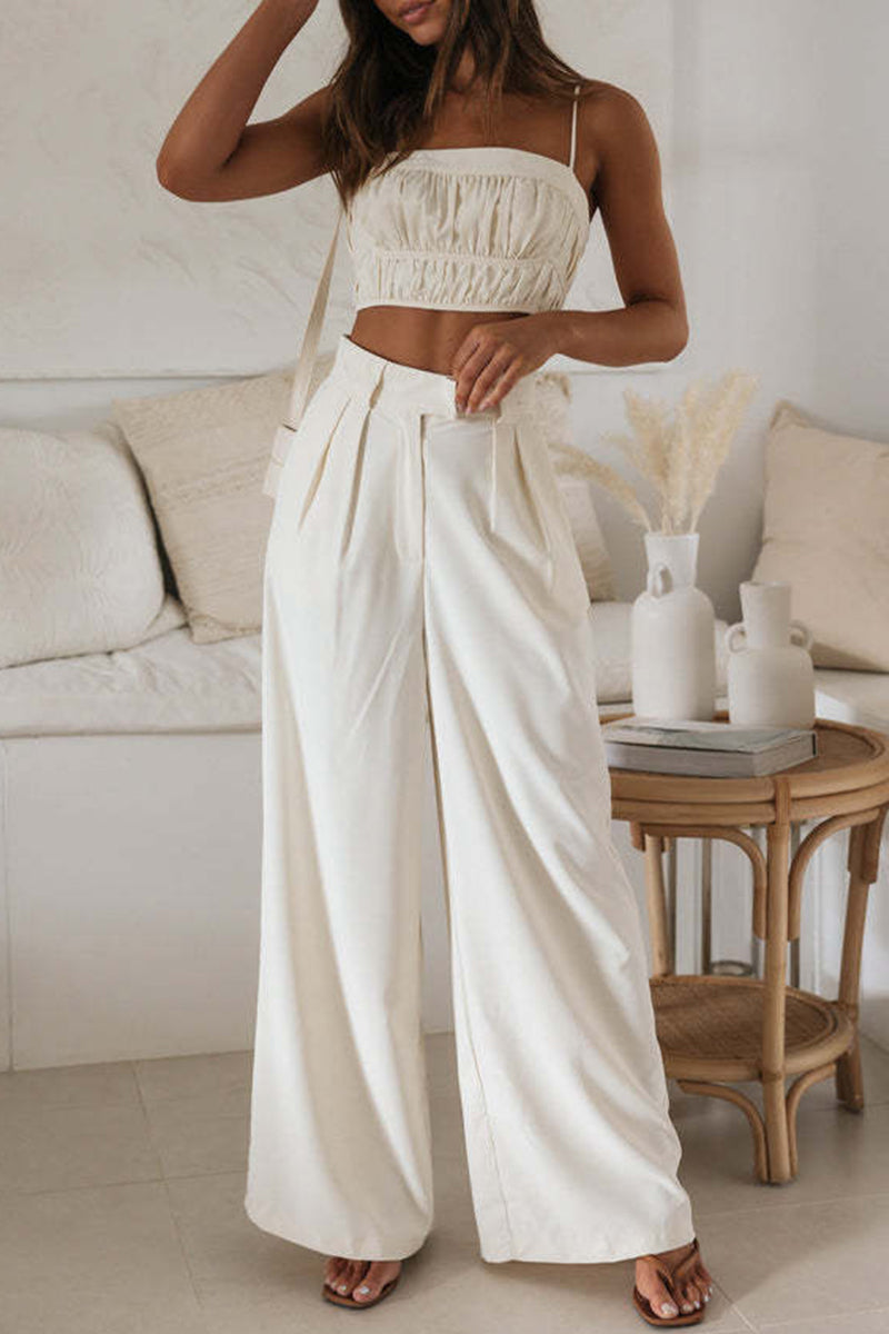 Pocket Fold Strapless Sleeveless Two Pieces