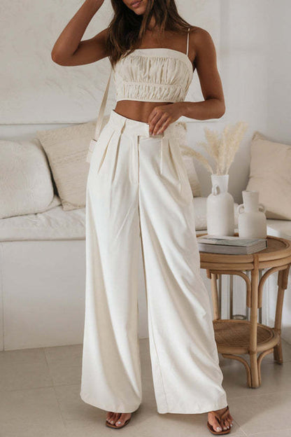 Pocket Fold Strapless Sleeveless Two Pieces