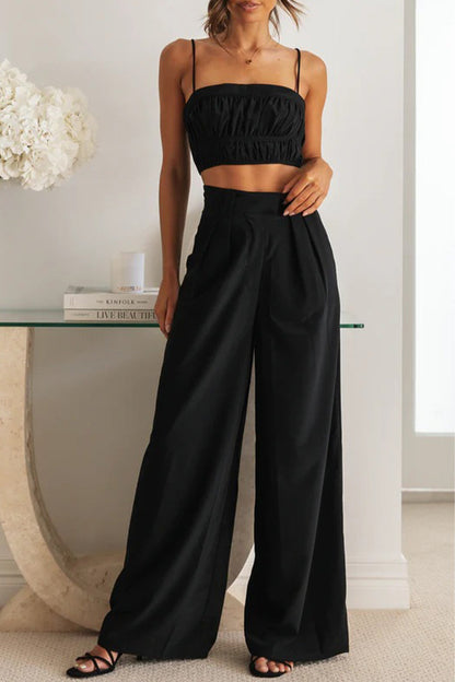 Pocket Fold Strapless Sleeveless Two Pieces