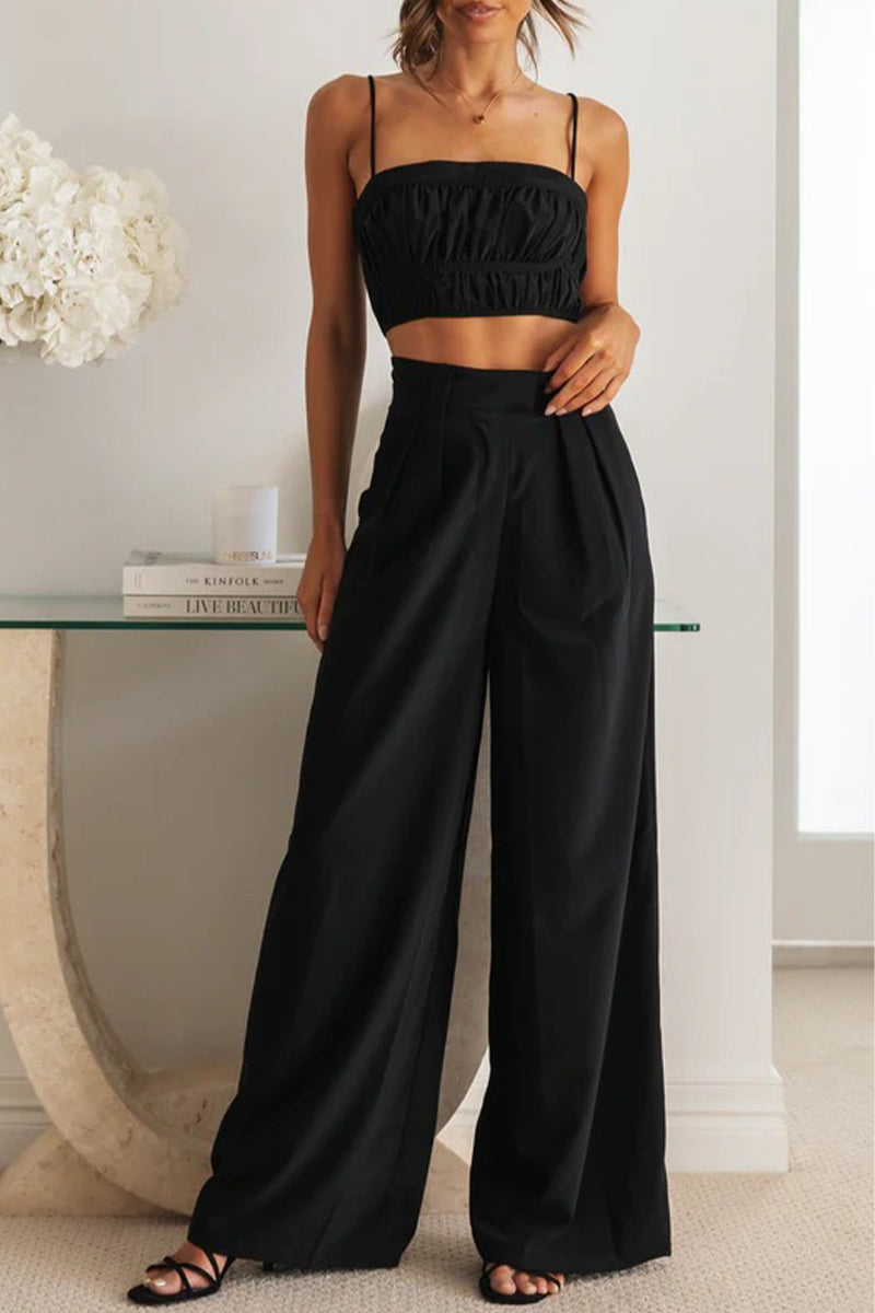 Pocket Fold Strapless Sleeveless Two Pieces