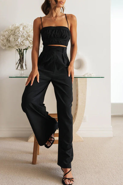 Pocket Fold Strapless Sleeveless Two Pieces