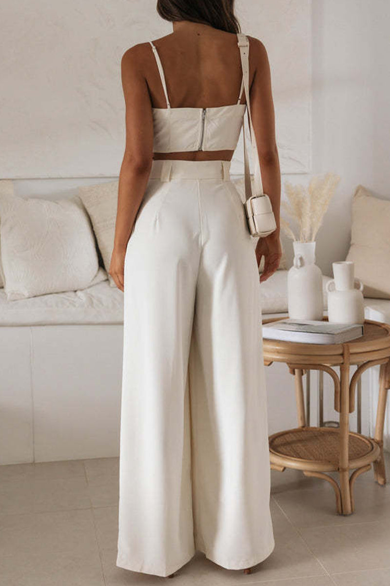 Pocket Fold Strapless Sleeveless Two Pieces