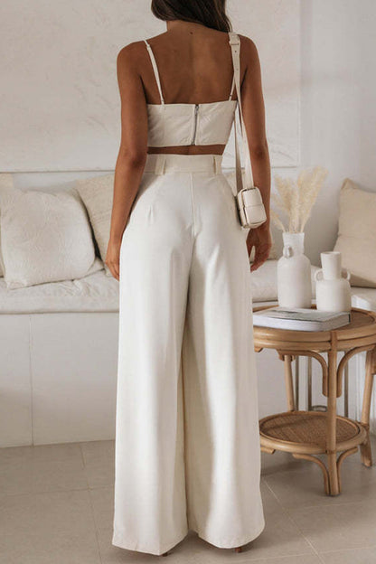 Pocket Fold Strapless Sleeveless Two Pieces