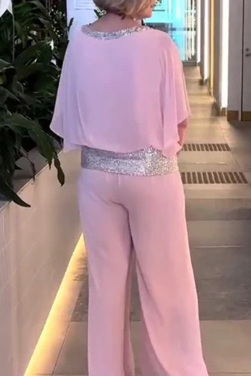 Sequins O Neck Two Pieces