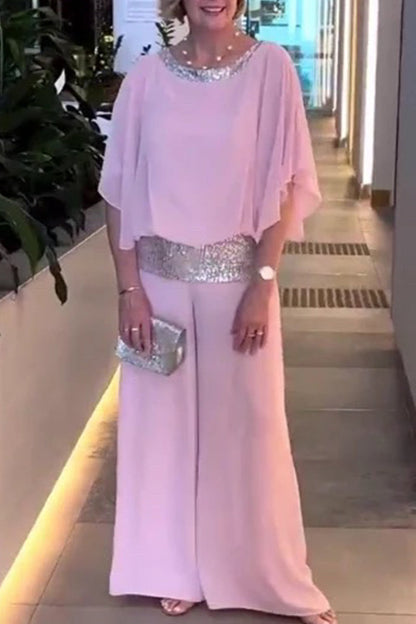 Sequins O Neck Two Pieces