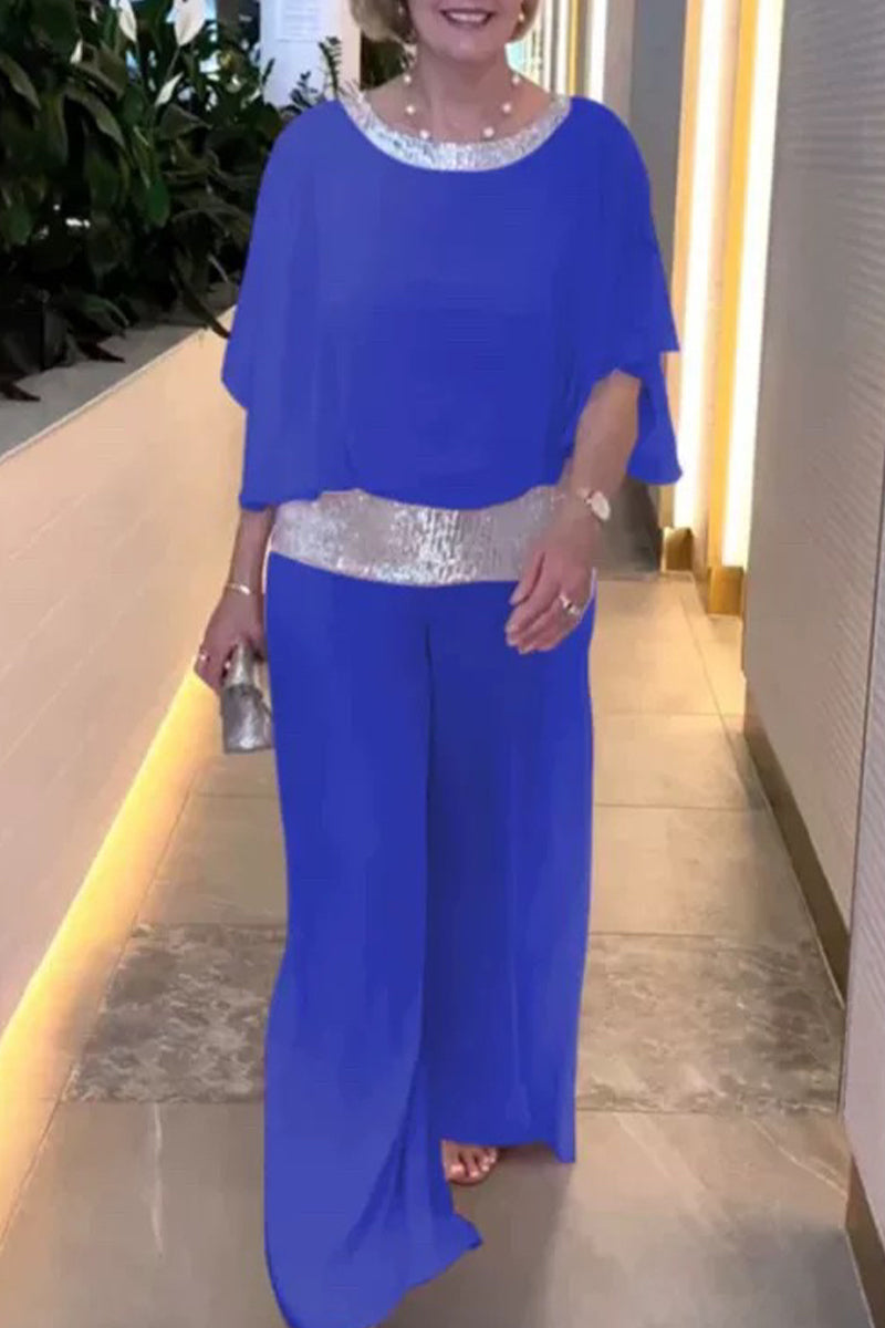 Sequins O Neck Two Pieces