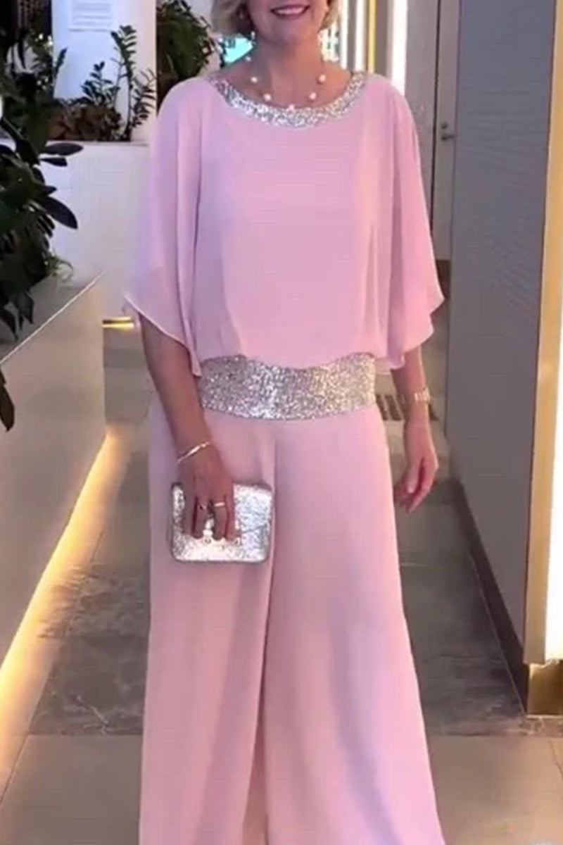 Sequins O Neck Two Pieces