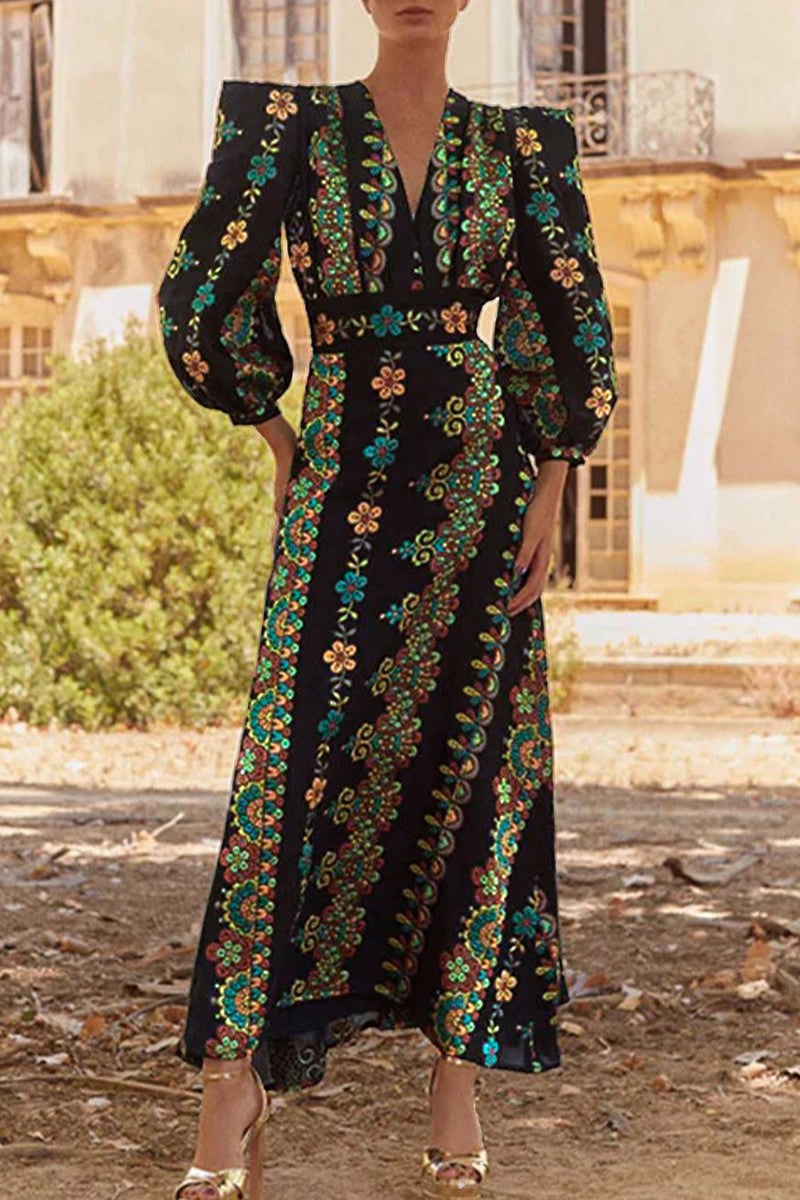 Geometric Print V Neck Two Pieces