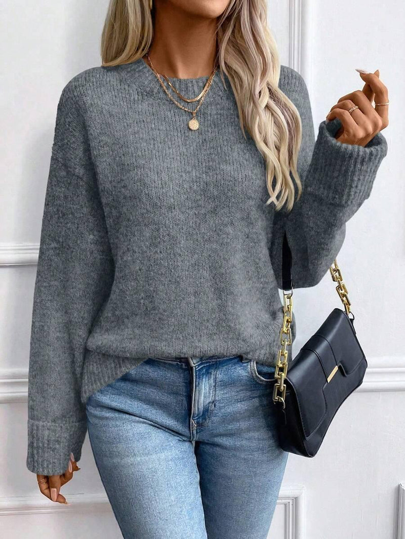 Color Long Sleeve Sweater Cozy Everyday Knit Pullover