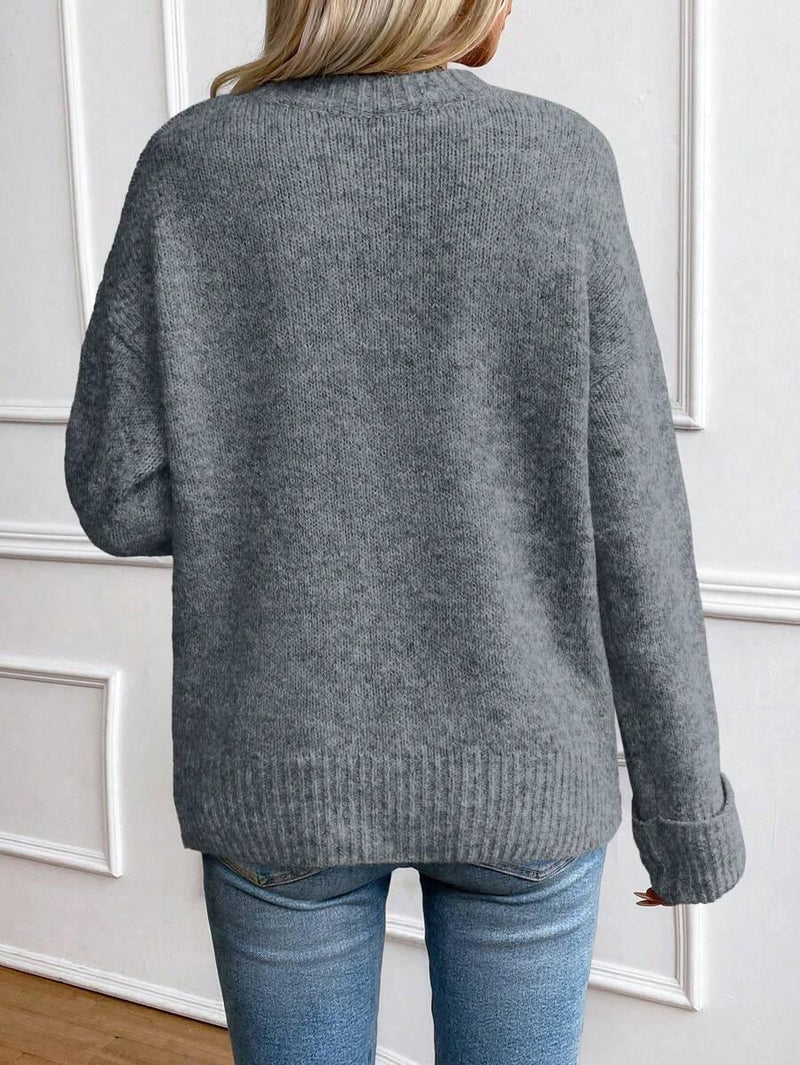 Color Long Sleeve Sweater Cozy Everyday Knit Pullover
