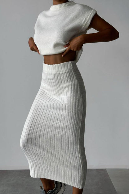 Simplicity Weave O Neck Sleeveless Two Pieces