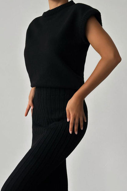 Simplicity Weave O Neck Sleeveless Two Pieces