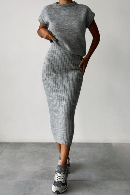 Simplicity Weave O Neck Sleeveless Two Pieces