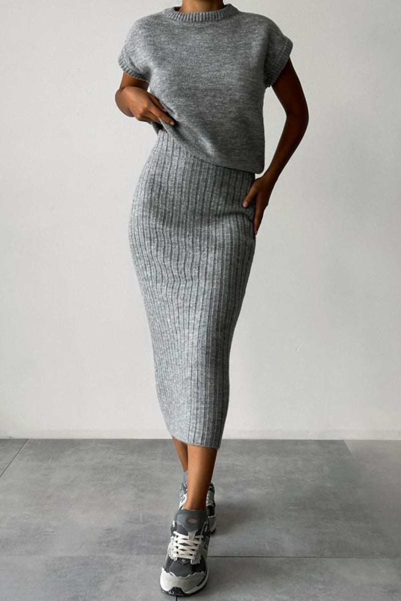 Simplicity Weave O Neck Sleeveless Two Pieces