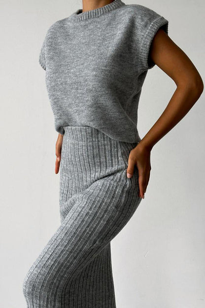 Simplicity Weave O Neck Sleeveless Two Pieces